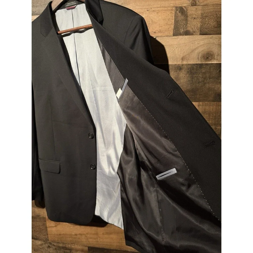 🔥 NEW Mens Tommy Hilfiger Blazer Sports Coat Wool Black 44 R Ships Fast!!!!